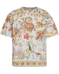 Etro - Cotton T-Shirt With Placed Flora And Fauna Print - Lyst