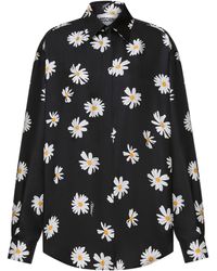 Moschino - Silk Twill Shirt Allover Daisy - Lyst