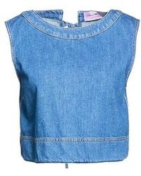Weekend by Maxmara - Solid Color Denim Sleeveless Top - Lyst