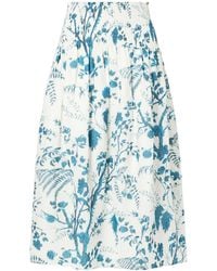 Erdem - Shirred Floral-Print Cotton And Linen-Blend Midi Skirt - Lyst