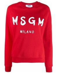 MSGM - Logo-Print Crew Neck Sweatshirt - Lyst
