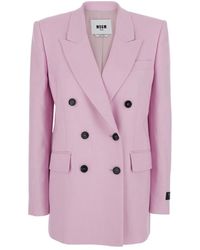 MSGM - Double-Breasted Tailored Blazer - Lyst