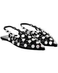 The Attico - Grid Embellished Suede Ballet Flats - Lyst
