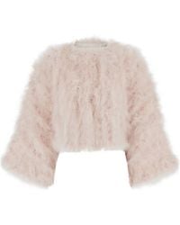 Yves Salomon - Short Shearling Jacket With Round Collar And Three-Quarter Sleeves - Lyst