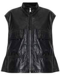AllSaints - Flor Leather Vest Jacket - Lyst