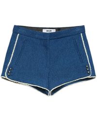 MSGM - Striped-Edge Mini Shorts - Lyst