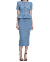 Self-Portrait - Peplum Knitted Midi Resses - Lyst