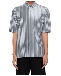 Homme Plissé Issey Miyake - Striped Band-Collar Shirt - Lyst