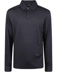Emporio Armani - Logo-Detailed Long-Sleeved Polo Shirt - Lyst
