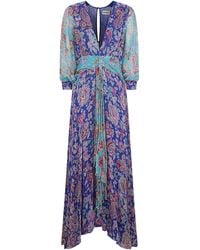 RIXO London - V-Neck Long-Sleeved Dress - Lyst