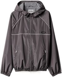 Miu Miu - Technical Silk Zipper Blouson Jacket - Lyst