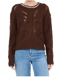 Liu Jo - Embellished Openwork Knitted Jumper - Lyst