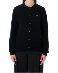COMME DES GARÇONS PLAY - Comme Des Garçons Play Logo Patch Crewneck Cardigan - Lyst