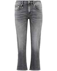 R13 - Mid Rise Distressed Edge Jeans - Lyst