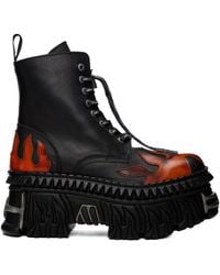 Vetements - X New Rock Collaboration Flame Combat Lace-Up Ankle Boots - Lyst