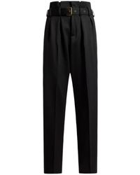 Etro - Wide-Leg Wool Trousers With Belt - Lyst