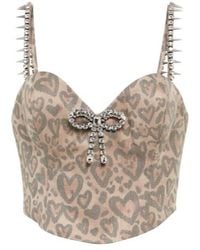Area - Embellished Printed Corset Top - Lyst