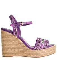 Dolce & Gabbana - Logo Embroidered Wedge Sandals - Lyst