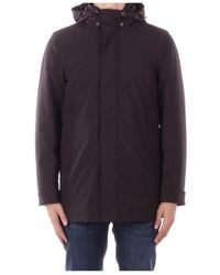 Woolrich - Long Sleeved Hooded Buttoned Coat - Lyst