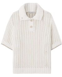 Brunello Cucinelli - Openwork Short Sleeved Top - Lyst