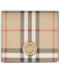 Burberry - Logo Engraved Checked Folded Wallet - Lyst