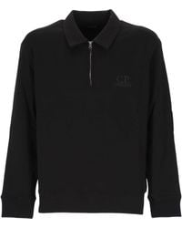 C.P. Company - Logo-Embroidered Quarter-Zip Polo Shirt - Lyst