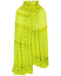 Dries Van Noten - Silk Polka-Dot Ruffled High-Neck Midi Dress - Lyst