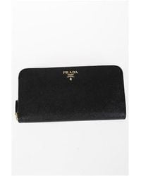 Prada - Logo Plaque Zip Around Wallet - Lyst
