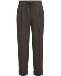 Brunello Cucinelli - Garment-Dyed Twisted Cotton Gabardine Trousers With Drawstring And Double Pleats - Lyst