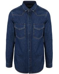 Valentino - Buttoned Long-Sleeved Denim Shirt - Lyst
