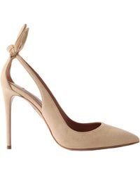 Aquazzura - Bow Tie 85 Suede Pumps - Lyst