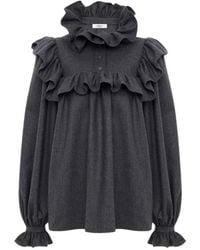 Chloé - Chloé Ruffled High-Neck Blouse - Lyst