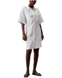 Calvin Klein - Short-Sleeve Belted Shirtdress - Lyst