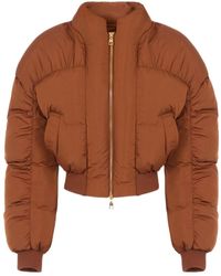 Elisabetta Franchi - Cropped Curled-Sleeve Down Jacket - Lyst