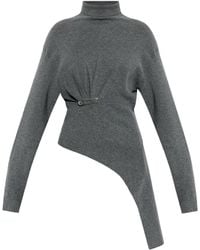 Lanvin - High Neck Safety Pin Detailed Jumper - Lyst