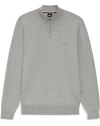 BOSS - Zipper Collar Knit Sweater - Lyst