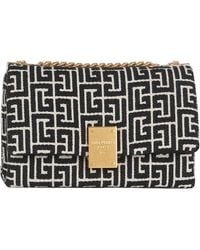 Balmain - 1945 Soft Small Monogrammed Shoulder Bag - Lyst