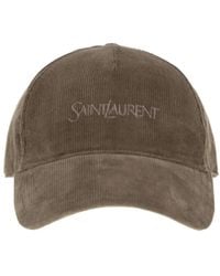 Saint Laurent - Corduroy Cap With Embroidered Logo - Lyst