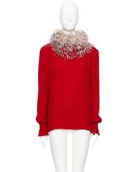 Valentino - Feather-Trim Blouse - Lyst