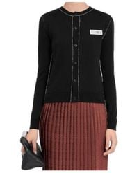 MM6 by Maison Margiela - Button-Front Wool Blend Knit Cardigan - Lyst