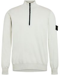 Stone Island - Quarter Zip Knit Sweater - Lyst