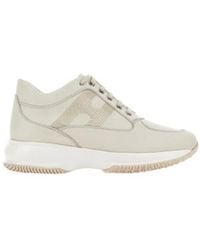 Hogan - Interactive Sequin-Panel Lace-Up Trainers - Lyst
