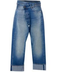 R13 - Crossover-Waist Turn-Up Hem Jeans - Lyst