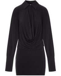 ANDAMANE - Deep V Collar Mini Dress - Lyst