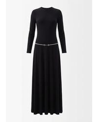 Gucci - Jersey Dress With Crystal Horsebit Belt - Lyst