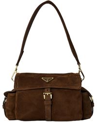 Prada - Medium Suede Shoulder Bag - Lyst