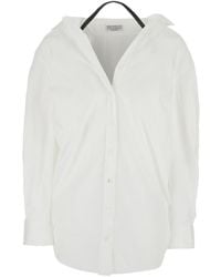Brunello Cucinelli - Long-Sleeved Curved-Hem Shirt - Lyst