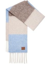 Loewe - Logo Patch Striped Fringed Scarf - Lyst
