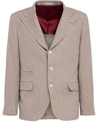 Brunello Cucinelli - Single Breast Wool Blend Blazer - Lyst