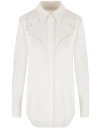 Chloé - Chloé Lace Detailed Long-Sleeved Shirt - Lyst
